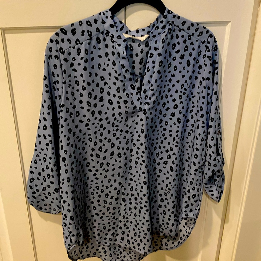 Lush 3/4 sleeve light blue blouse size medium
